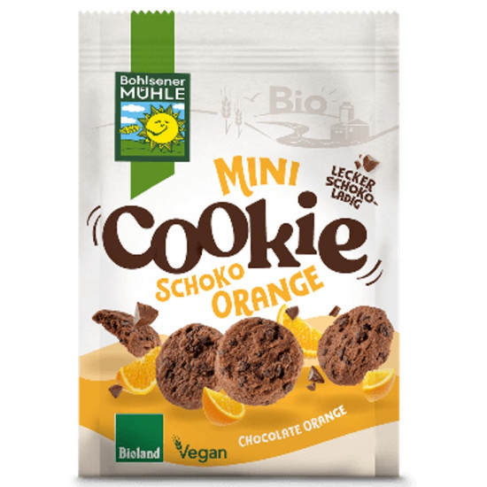 BIO piškoti cookie mini s čokolado in pomarančo, 125g